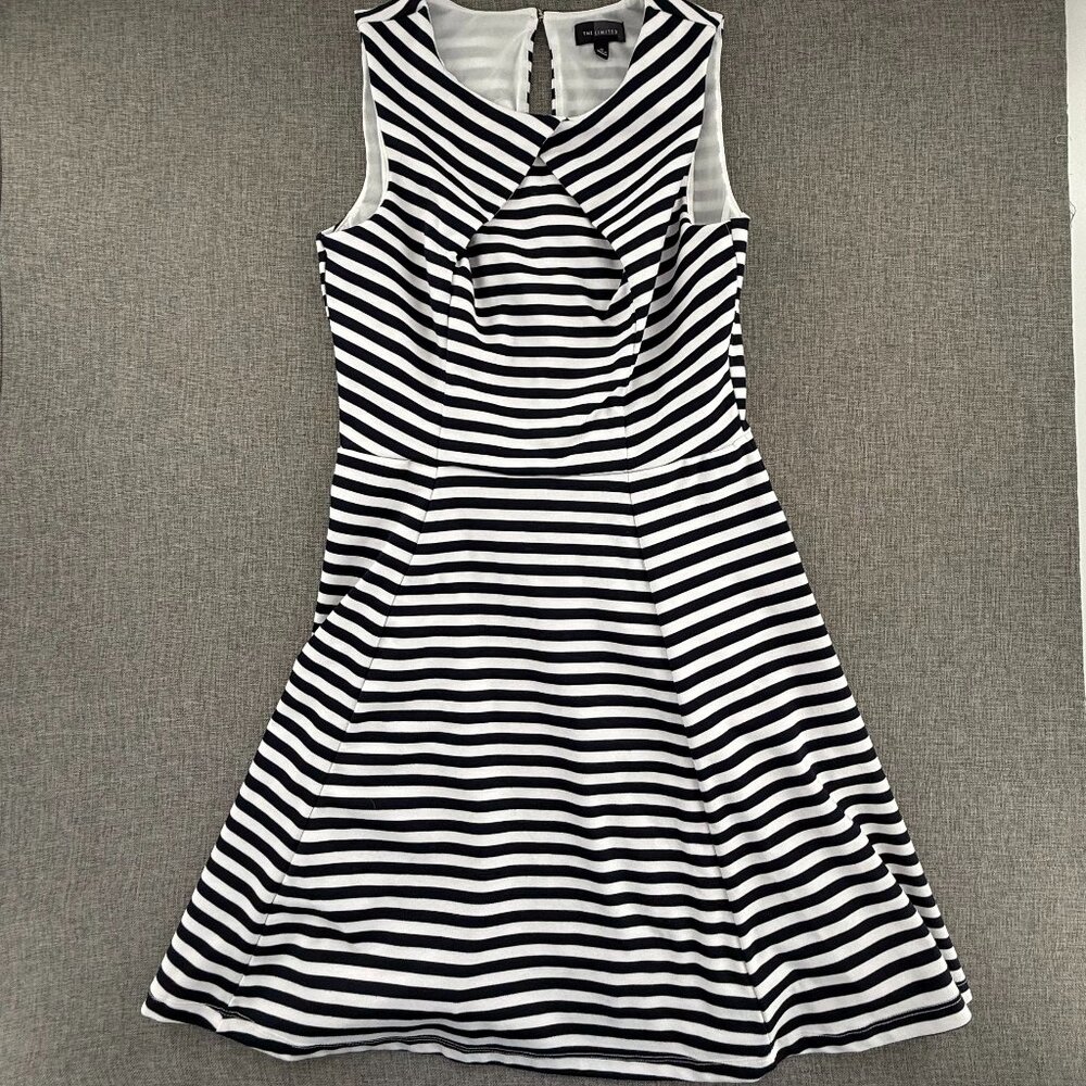 The Limited Striped Fit & Flare Dress‎ Navy White Medium Cocktail, Casual, Event